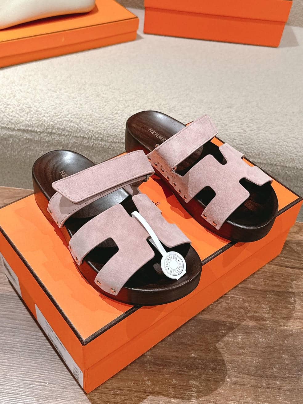 Hermes wooden sole sandals-14